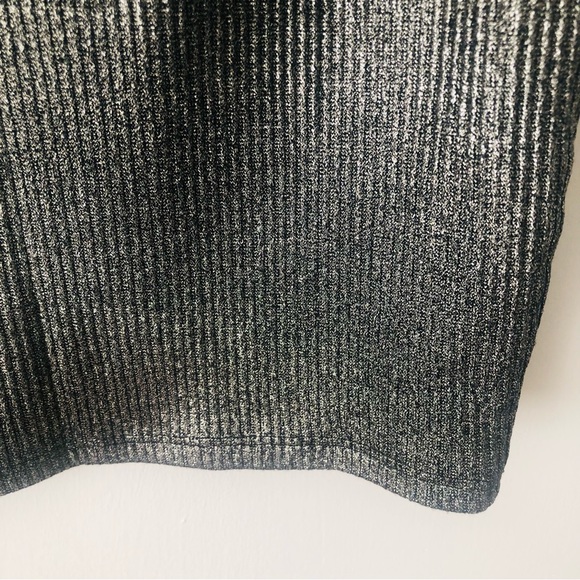 5 for $25! 💕 Agaci Golden Shimmer Black Mid Slit Pencil Skirt - Picture 9 of 10